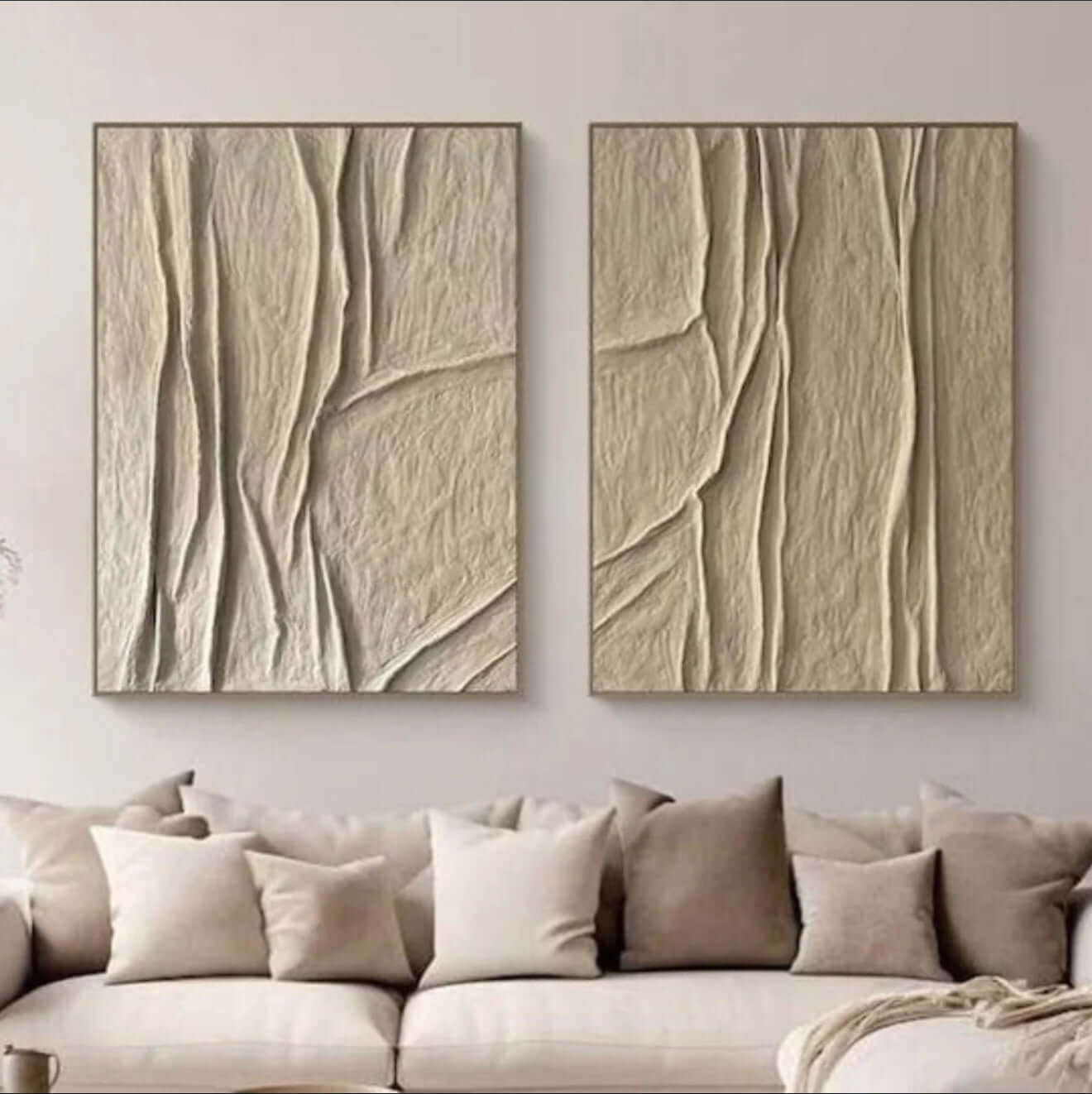 Abstrakte Wandkunst in neutralen Farben – handgemaltes Leinwandbild von Nawart Studio