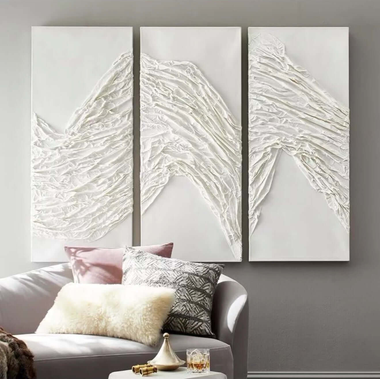 Modernes Acrylbild in Beige und Weiß – handgemalte Kunst für stilvolle Wohnräume